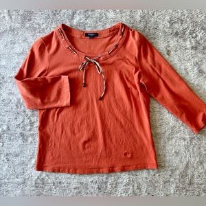 【Burberry】Nova check Drawstring 3/4 Sleeve shirt Orange Size XS